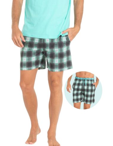 Pantalón corto de pijama para hombre. Detalle frontal.