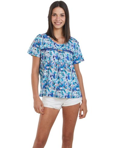 Camiseta de verano en punto seda. Detalle frontal.