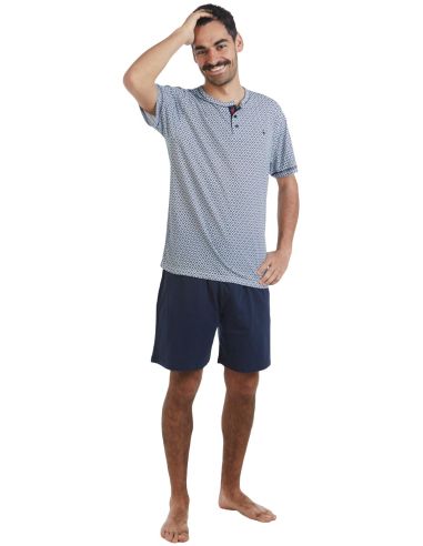Pijama de verano para hombre. Detalle frontal.