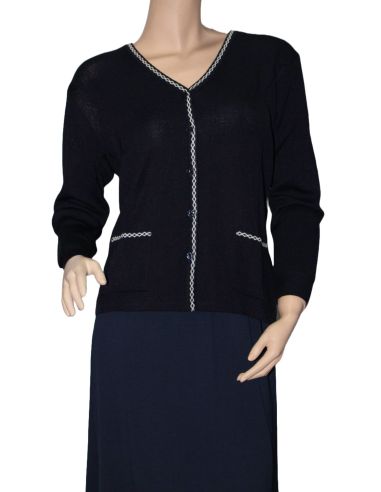 Chaqueta de verano para mujer. Detalle frontal. Color marino.