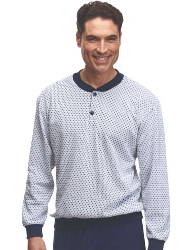 Pijama de invierno para hombre. Detalle frontal.