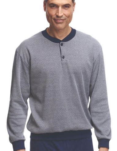 Pijama de invierno para hombre. Detalle frontal.