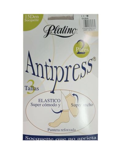 Pack 2 calcetines media tobilleros 15 dens, Platino