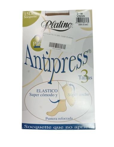 Pack 2 calcetines media tobilleros 15 dens, Platino