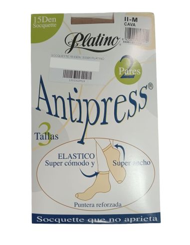 Pack 2 calcetines media tobilleros 15 dens, Platino