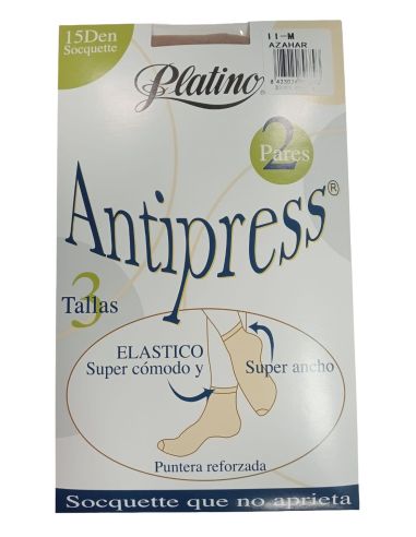 Pack 2 calcetines media tobilleros 15 dens, Platino