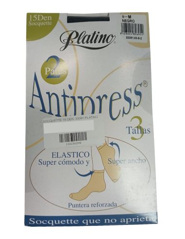 Pack 2 calcetines media tobilleros 15 dens, Platino