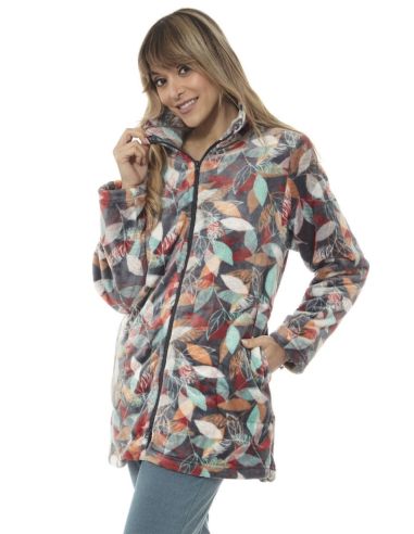Bata invierno mujer estampado otoñal.