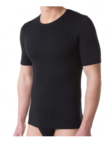 Camiseta manga corta hombre termorreguladora. Color negro.