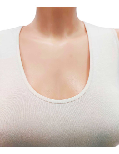 Camiseta mujer tirante ancho algodón elástico. Color blanco