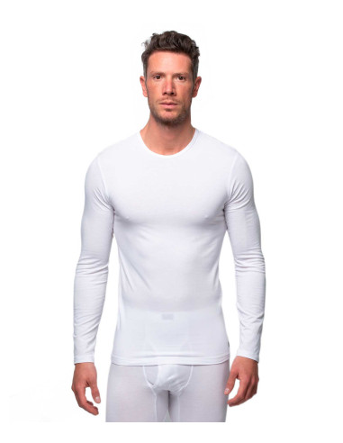 Camiseta interior manga larga cálida de hombre. Delantero. Color Blanco