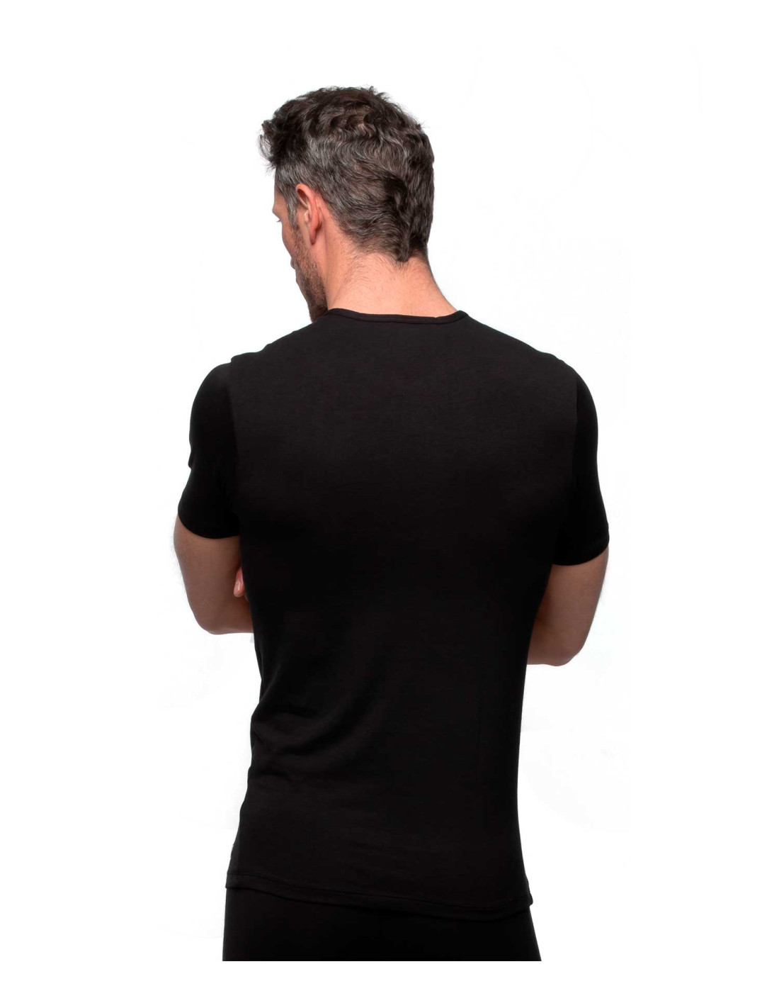 Camiseta interior hombre pico manga corta - Comodidad - Interior afelpado