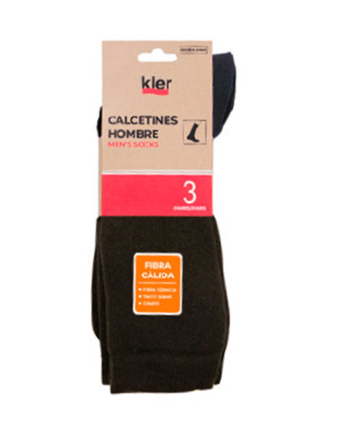 Pack 3 pares calcetines hombre, fibra cálida