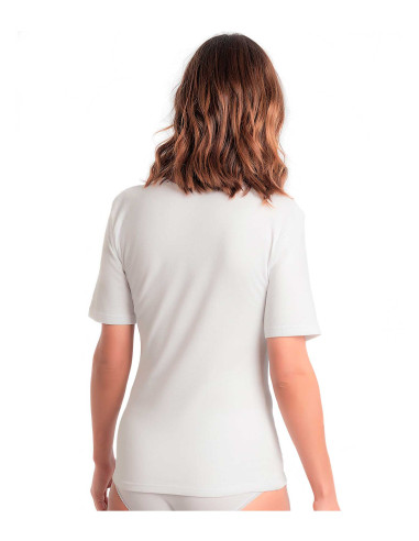 Camiseta interior manga larga doble capa algodón de mujer