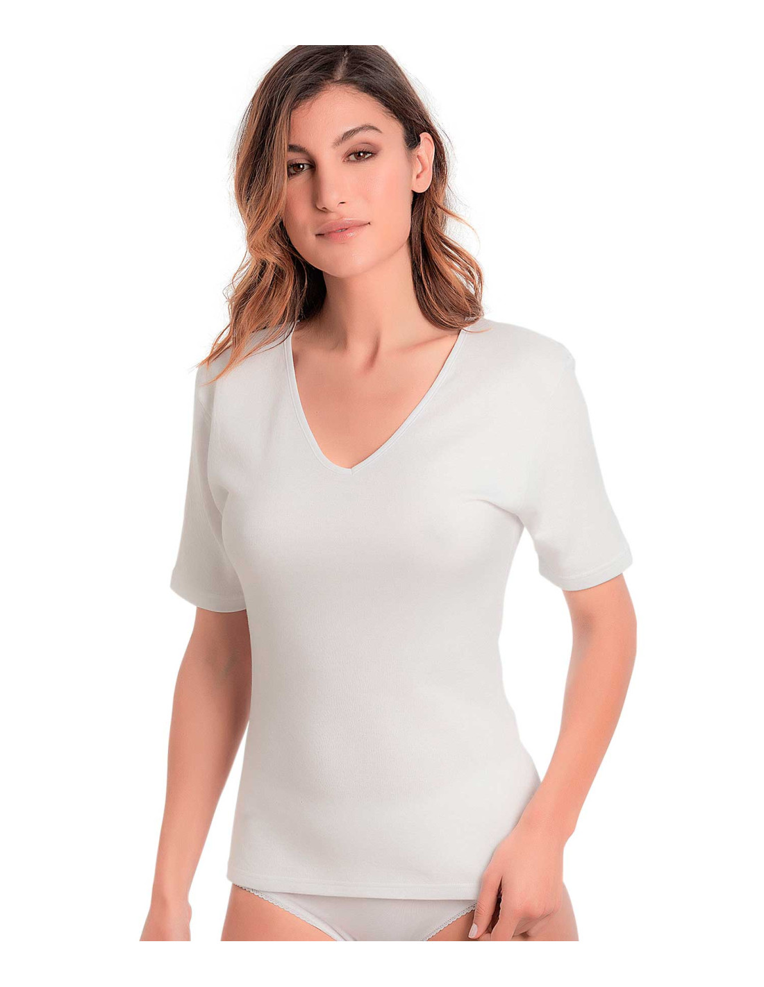 Camiseta larga de algodón peinado para mujer