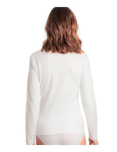 Camiseta Mujer Termal Afelpada Manga Larga 100% Algodon Blanca