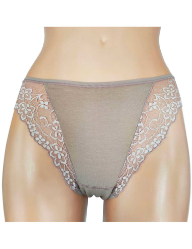 Braga bikini algodón con encaje. Nácar