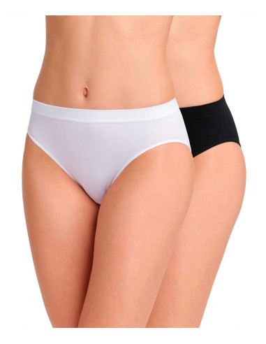 Pack 2 bragas, altas sin costuras de mujer. Color blanco y negro