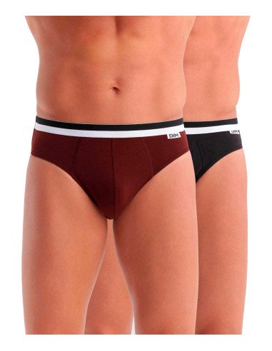 Pack 2 slip goma vista elástica para hombre. Dorsal. Color negro.