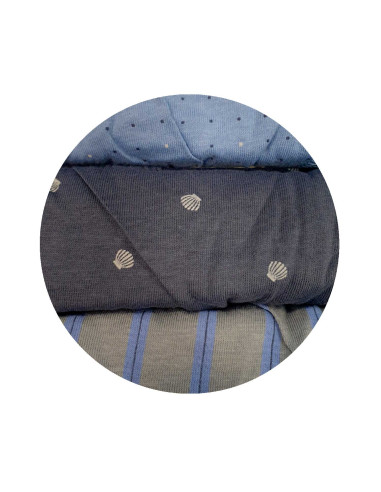 Pack 3 slips estampados y abiertos para hombre. Delantero. Color Azul y Gris