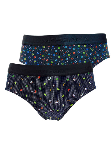 Pack de slips hombre sin apertura con dibujos. Frontal.