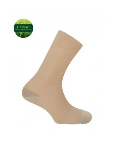 Calcetín hombre, línea verde. Beige