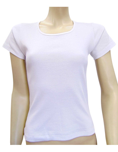 Camiseta mujer básica manga corta, cuello caja