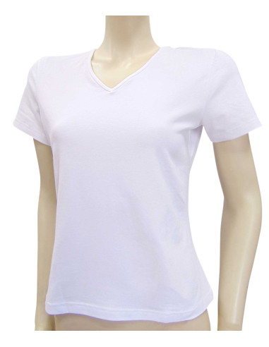 Camiseta básica mujer manga corta y pico