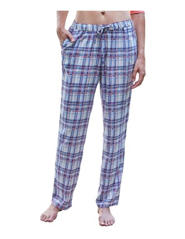 Pantalón de pijama largo para mujer. Modelo juvenil de viscosa a cuadros y estrellas