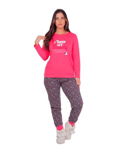 Pijama invierno mujer, fucsia