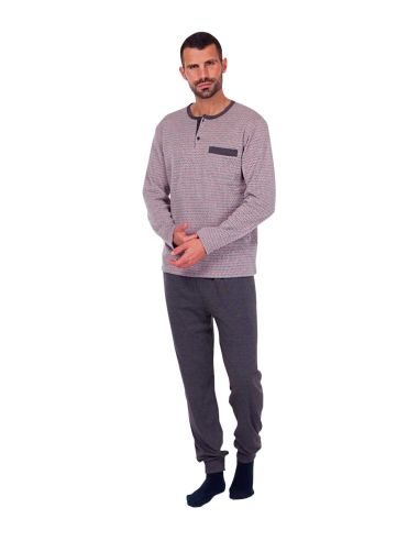 Pijama de punto para invierno en tonos grises