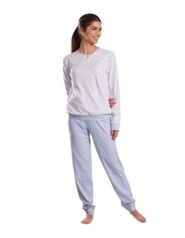 Pijama mujer invierno, florecillas azules