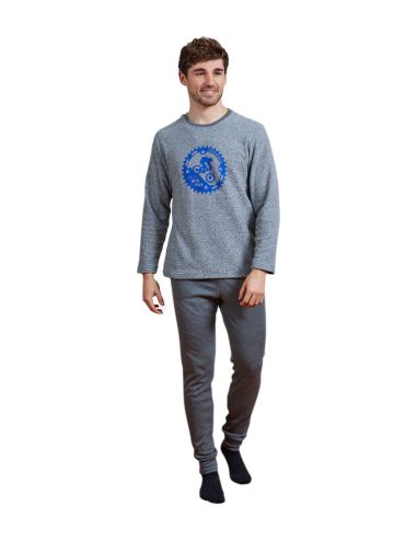 Pijama rizo hombre invierno, gris