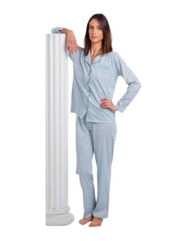 Pijama abierto largo mujer, margaritas blancas