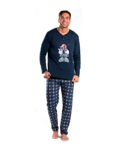 Pettrus Pijama polar de cuello redondo con tapeta y pantalón con bolsillos  sin puños