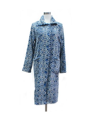 Bata invierno mujer ikat azul, Pettrus