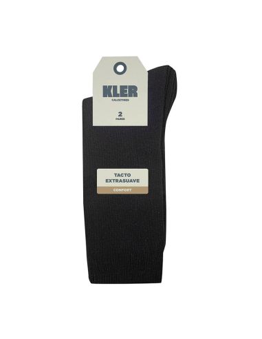 Pack 2 calcetines algodón punto liso hombre, Kler