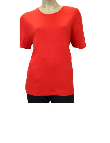 Camiseta mujer lisa manga corta, cuello redondo. Roja