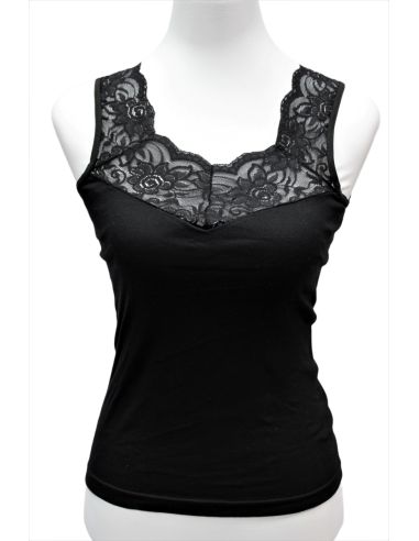 Camiseta sin mangas de textura super suave. Tono negro.