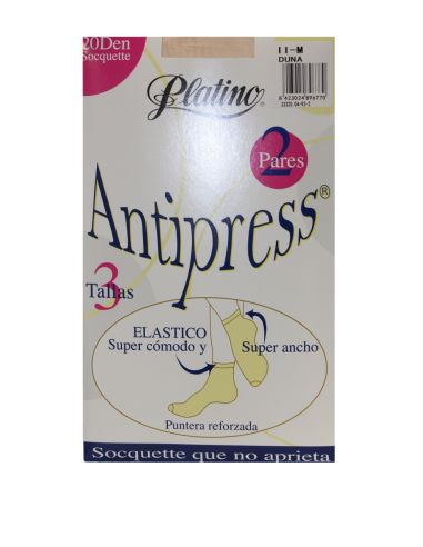 Pack 2 calcetines tobilleros antipress 20 den. Color azahar.