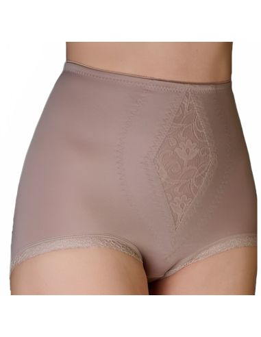 Faja panty control fuerte anatómica de tricot. Tono vison canela.