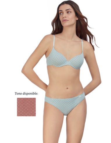 Braga bikini de suave algodón. Tono vapor.