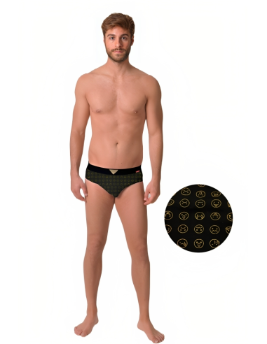 Slip cerrado para hombre en pack de dos unidades. Estampados de emoticonos.