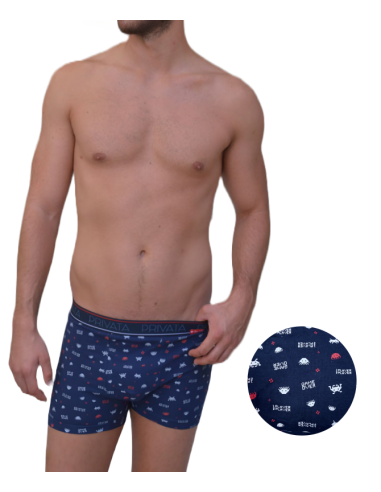 Bóxer cerrado para hombre en pack de dos unidades. Tono azul, estampados marcianitos.