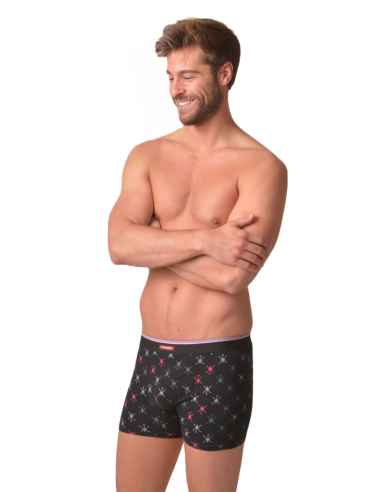 Bóxer cerrado para hombre en pack de dos unidades.  Tono negro con estampado.