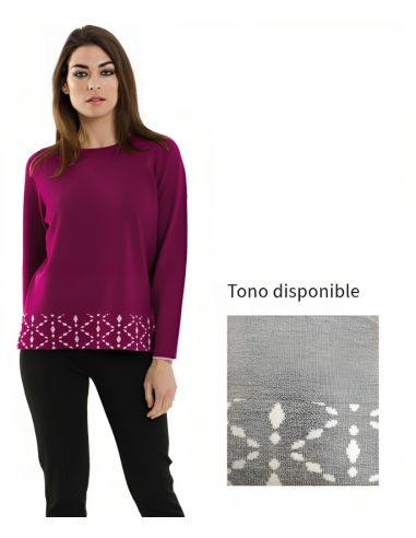 Jersey de punto invierno color gris para mujer.