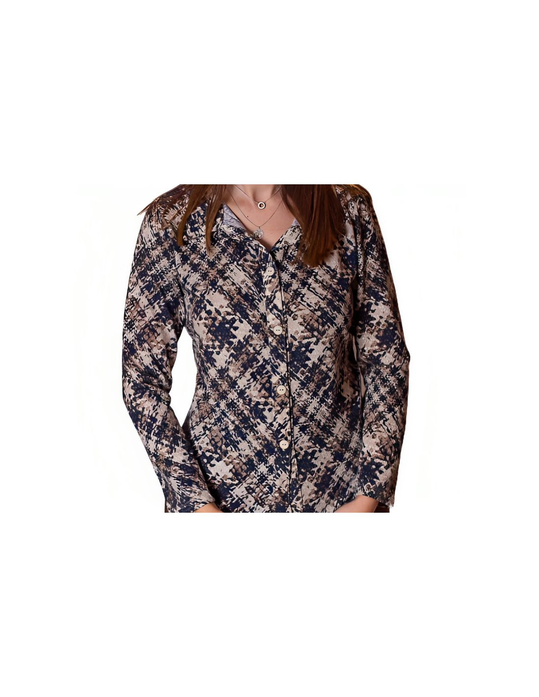 Blusa invierno senora estampado marron Confecciones Castillo