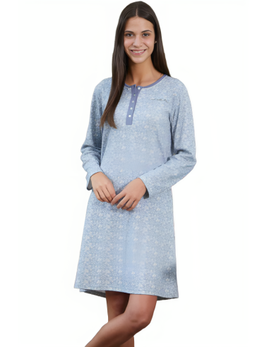 Camisón para mujer de punto fino estampado paisley. Detalle estampado.