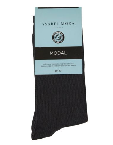 Calcetines básicos en colores lisos de suave modal para hombre. Tono marengo.