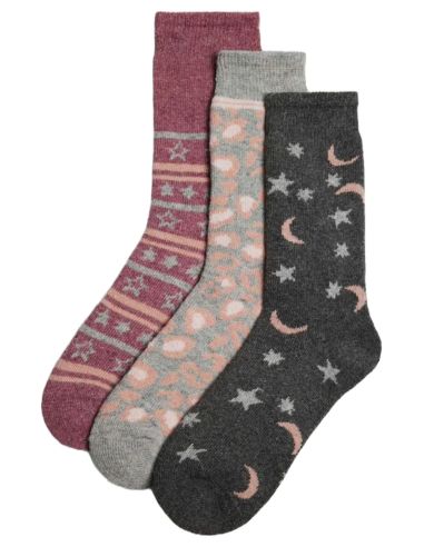Calcetines térmicos con interior de rizo mezcla con angora para mujer.